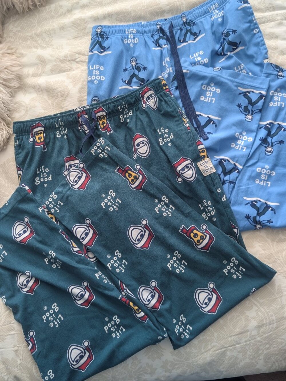 Life is Good men's pajama pants, size large - SET OF 2, 28" inseam